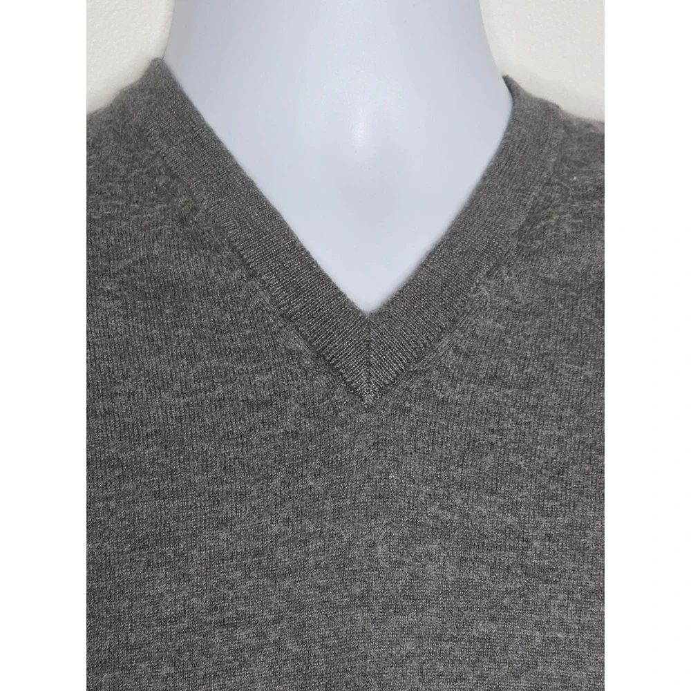 VALENTINO Logo Studio Gray Men's XL 52 Sweater Merino Wool V-Neck Vintage Italy